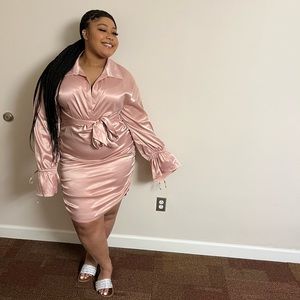 Unmatched Satin Midi Dress - Mauve